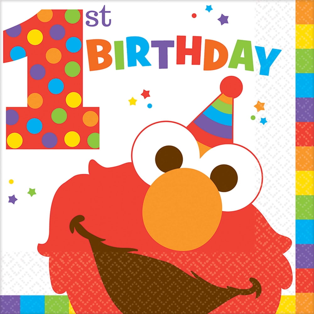 16 Count Sesame Street P is for Party Beverage Napkins 