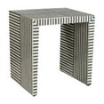 thumbnail image 2 of Geometric Bone Inlay End Table – Black & White Linear Inlay in Open Block Design, 2 of 3