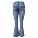 thumbnail image 4 of Pantalones vaqueros con flecos y cremallera informales con bolsillos de mezclilla con estampado de girasol a la moda para mujer Fridja  hfkajh103166, 4 of 7