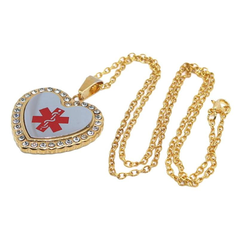 Heart Shaped Alert Id Emt Necklace Pendant Men 50cm Decorative Chain Walmart Com