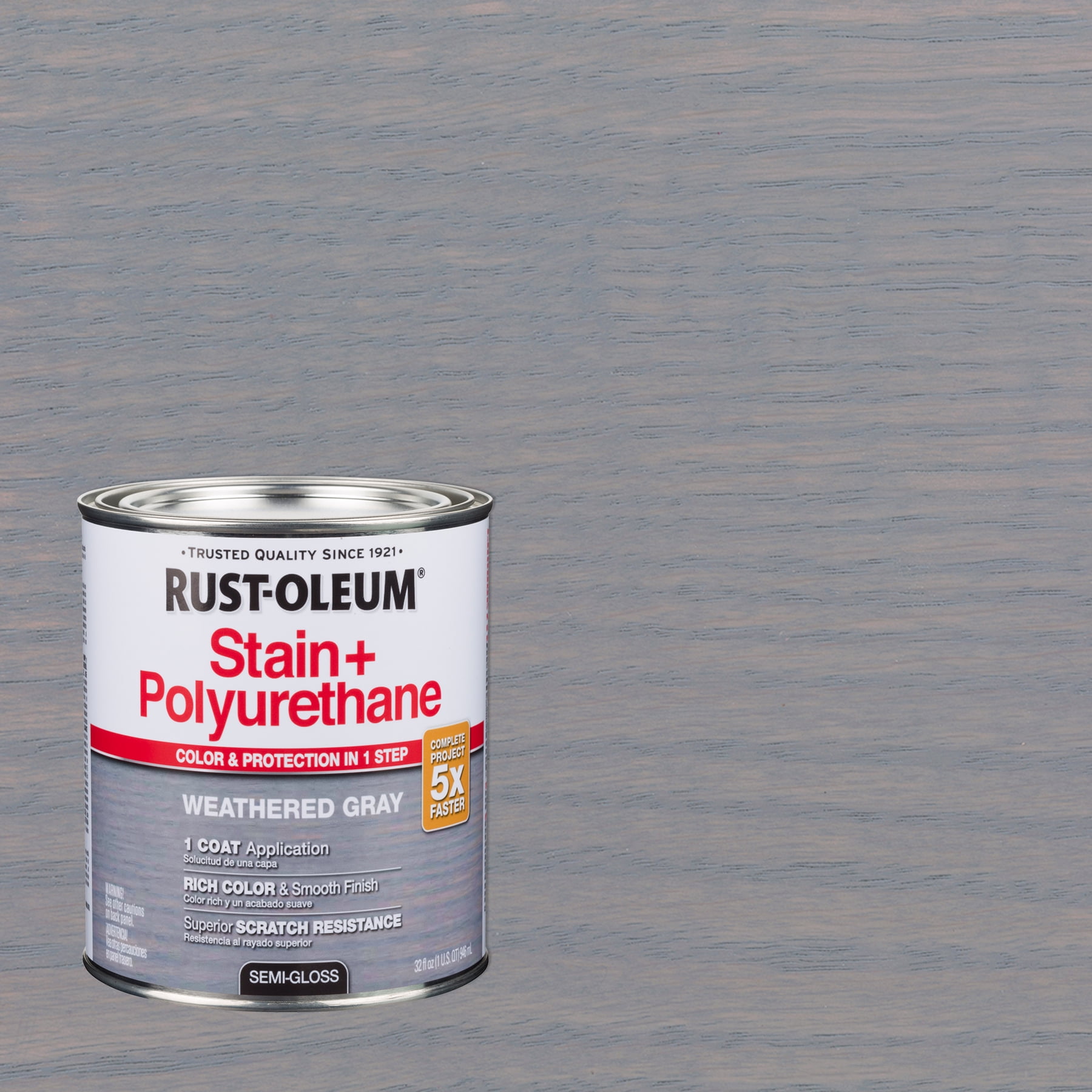 Weathered Gray, Rust-Oleum Stain + Polyurethane Semi-Gloss -330057, Quart