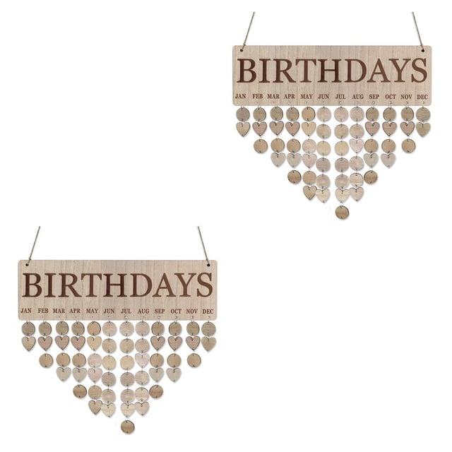 Calendario de cumpleaños Billuyoard para colgar en la pared Madera natural 40x12x0.5 cm