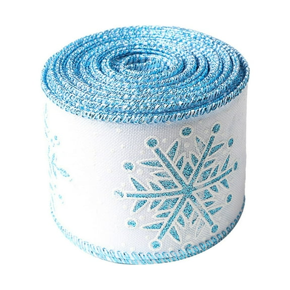 Christmas Ribbon,10 Yards Christmas Snowflake Wired Ribbon,2.5 Inches Satin Snowflake Wired Edge Christmas Ribbon for Tree Gift Wrapping Home Decorations Bow DIY Craft(Sky Blue)