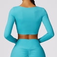 thumbnail image 2 of Camiseta corta para mujer, camisetas deportivas para gimnasio, entrenamiento para correr, Top deportivo de manga larga, camisetas de Yoga para mujer, ropa deportiva con agujero para el pulgar, 2 of 5