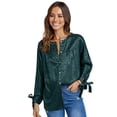 thumbnail image 2 of VISgogo Blusa de Mujer Leopardo Estampado Jacquard Botones Cuello Redondo Manga Larga Casual Camisas VISgogo moda, 2 of 9