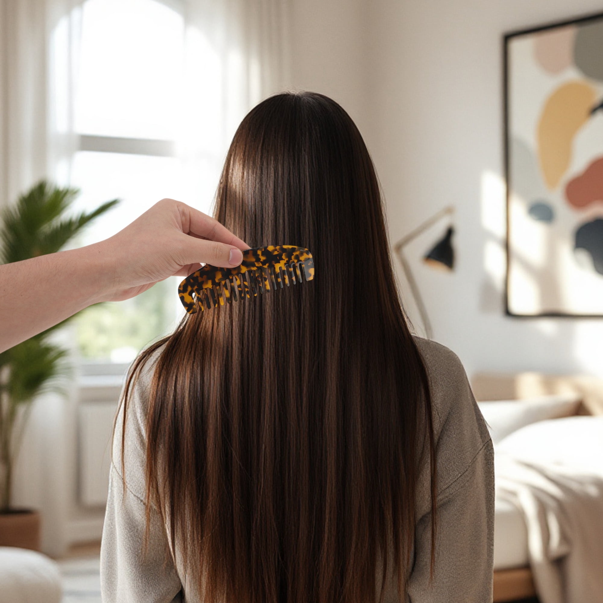 Unique Bargains 1 Pc Durable Marble Hair Comb Designed for All Hair Types Styles Brown