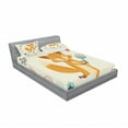 thumbnail image 3 of Cartoon Bedding Set with Sheet & Covers, Animal with Floral Flowers Leaves Fish Detailed Frame, Printed Bedroom Decor 2 Shams, 4 Sizes, Almond Green Eggshell, by Ambesonne, 3 of 3
