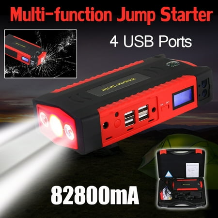 Portable 82800mAh LCD 4 USB Car Jump Starter Power Bank Pack Booster Battery