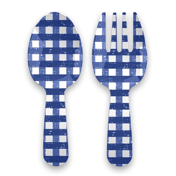Homemade Navy Melamine Gingham Serving Utensils - Blue - Set of 2