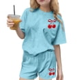thumbnail image 2 of Zpanxa Ensembles d'Été pour Filles Imprimé Col Rond T-Shirt à Manches Courtes avec Shorts Ensemble Sportif 2 Pcs 14-15 Ans, 2 of 6