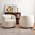 thumbnail image 5 of KINWELL Linen Blend Swivel Barrel Chair Set of 2, No Assembly Upholstered 34" Wide Breathable Textured Weave Fabric Accent Chair for Living Room Office Lounge, Ivory, 5 of 14