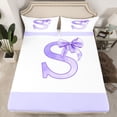 thumbnail image 2 of jejeloiu Cute Kawaii Bowknot Queen Sheet Sets,Purple Letter C Bed Set For Girls 4 Pieces, 2 of 7