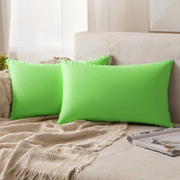 REGALWOVEN Pack de 2 fundas de cojín decorativas de terciopelo con cremallera, color verde, 12" x 20"