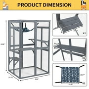 COZIWOW Catio Outdoor Cat Enclosure Window Access, Wooden Cat House Cage Indoor