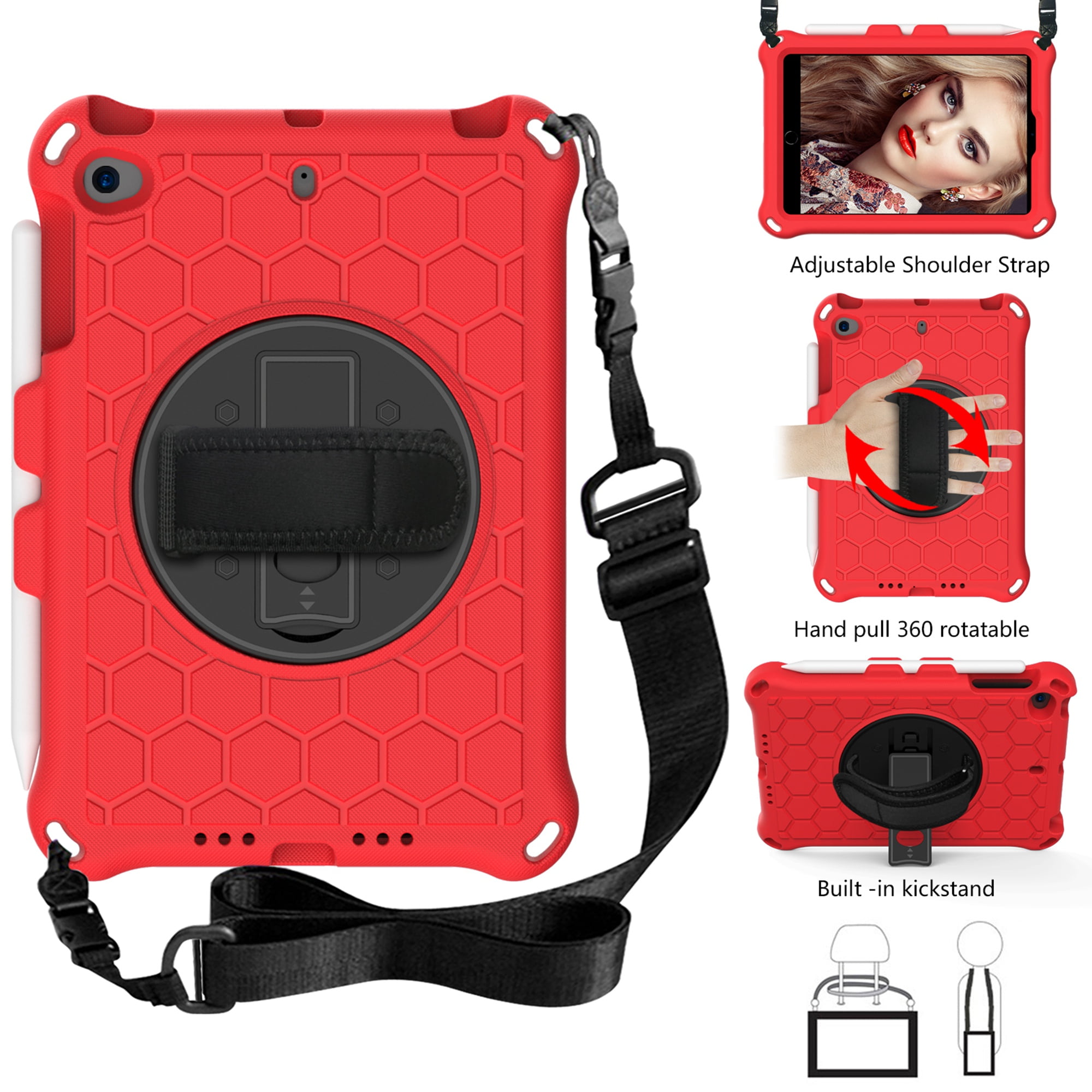 iPad mini Case with Shoulder Strap For Kids, Dteck 360 Rotating
