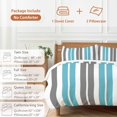 thumbnail image 6 of 3 Piece Grey Aqua Stripes,Duvet Cover Set California King,Microfiber Comforter/Quilt Cover with Corner Ties and 2 Pillowcases,Abstract Contemporary Minimalist Geometric Bedding with Zipper Closure, 6 of 8