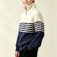 thumbnail image 7 of hotojiny Boys' Knit Pullover Sweater Quarter Zipper Knitwear Sweatshirt Kids Long Sleeve Striped Sweaters Casual Outfit(Blue,7-8 Years), 7 of 7