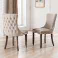 thumbnail image 2 of Tcbosik Velvet Dining Chairs Set of 2, Modern Upholstered Side Chair with Button Tufted Back and Solid Wood Legs, Easy Assembly, Beige, 2 of 9