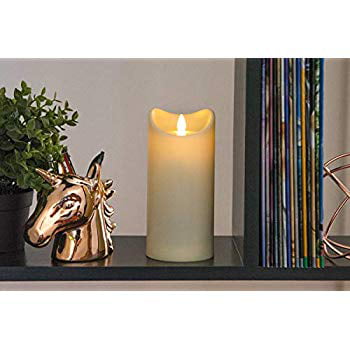 Non-Wax Odorless Pillar Candles with Timer Function & Battery Operated LED Dripless Flickering Fake Candle for Indoors & Outdoors 3.5 x 7 Ivory. Flamelike Candles 7 Flameless Candle 