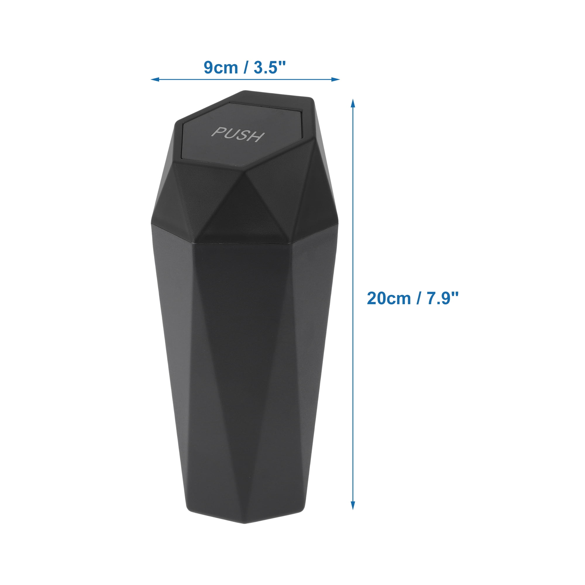 Unique Bargains Car Trash Can Portable 3.5x7.9in Trash Bin Plastic 1 Pcs Black