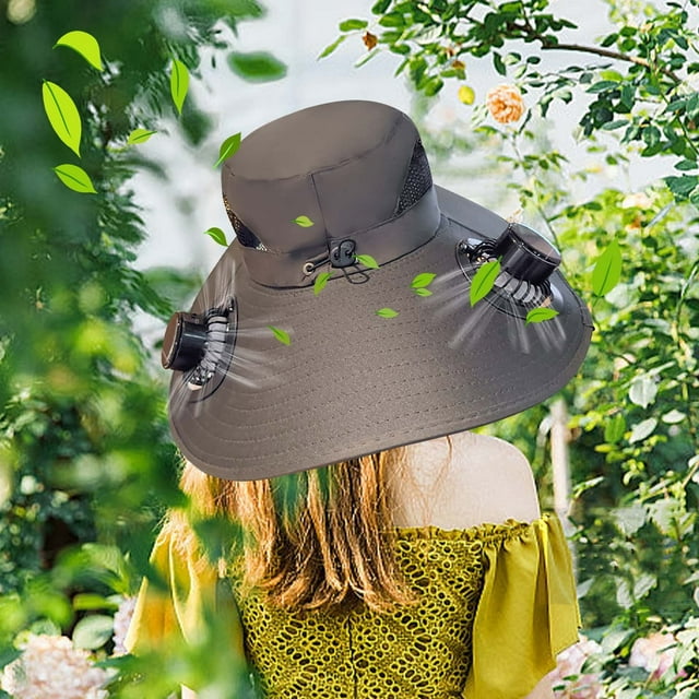 ABPWLY Summer Solar USB Fan Hat for Men, 48-56cm Adjustable, Sun Protection, Breathable, Outdoor Use, Rechargeable, with Dual Fans