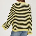 thumbnail image 6 of JUUNthy Sweater for Womens, Striped Pullover Long Sleeve Round Neck Loose Casual Knitted Tops Sky Blue XL, 6 of 12