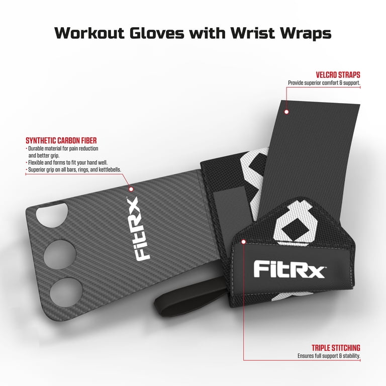 FitRx Grip Wraps, 12” Nylon Workout Gloves with Weightlifting