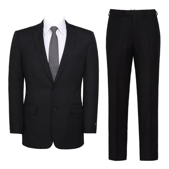AMY ZHU Men's Suit 2-Piece Regular Fit Big and Tall Business Jacket & Suit Pants for Wedding Black