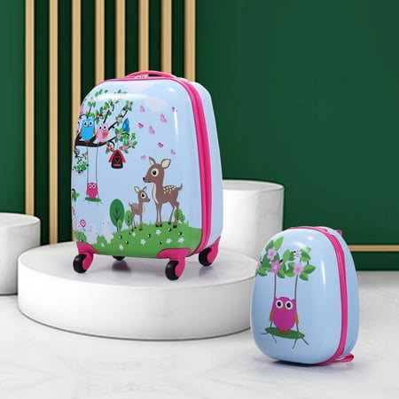 International Carry On - 2Pc Kids Carry On Luggage and Backpack Upright Hard Side Hard Shell Suitcase 12