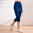 thumbnail image 2 of Lenpel Women's Capri Skirted Leggings Soft Casual High Waisted Slim Knee Length Yoga Pants with Ruched Skirts Active Tennis Tights, 2 of 7