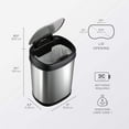 thumbnail image 2 of Nine Stars Automatic Bathroom Trash Can, 3 Gallon Stainless Steel, Motion Sensor Hands-Free Soft-Close Lid Garbage Bin, Silver, 2 of 8