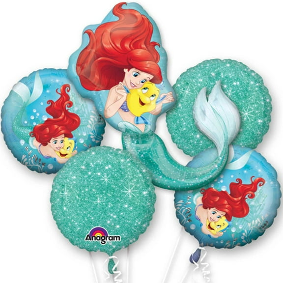 Disney Little Mermaid Foil Balloon Bouquet, Pack of 5
