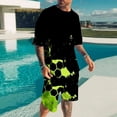 thumbnail image 2 of toraway Men's Costumes Coupe Régulière 2 Pcs Noir Mode Men's Costume 2 Pcs Imprimé Hawaiiss Short T+ Shorts Mode Rue Style 3 L, 2 of 4