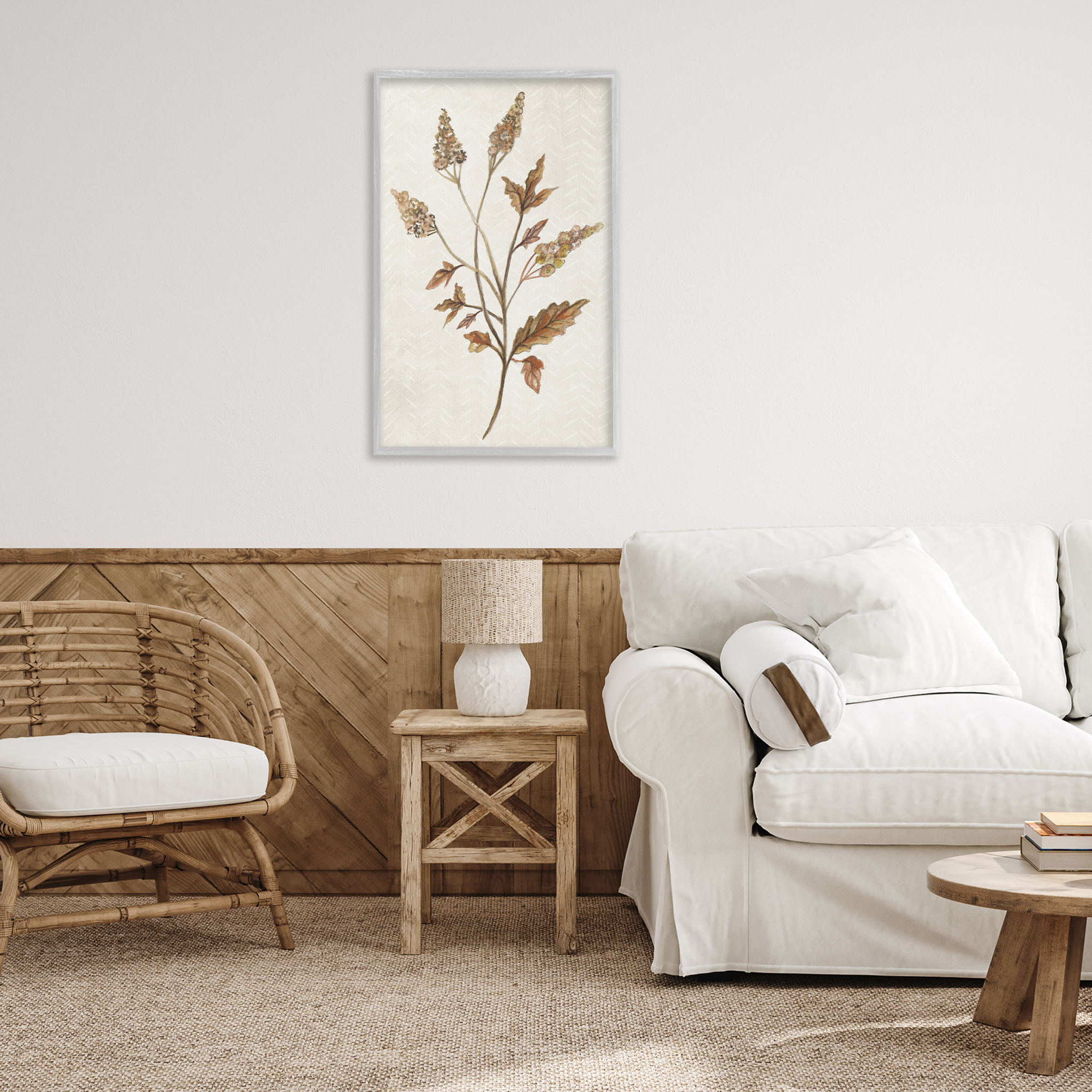 Stupell Industries Neutral Garden Botanics Botanical & Floral Painting Gray Framed Art Print Wall Art, 20 x 30