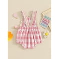 thumbnail image 4 of Nygoyerh Baby Girls Summer Straps Romper Sleeveless Plaid Print Lace Ruffles Jumpsuit 3M 6M 12M 18M Infant Toddler Sweet Bodysuit for Casual Daily Cute Clothes, 4 of 9