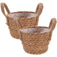 thumbnail image 1 of 2Pcs Rustic Hand Woven Plant Basket Natural Woven Flower Planter Plant Container with Handle, 1 of 4