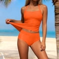 thumbnail image 7 of Hfnxid Tankini Swimsuit for Women Two Piece Padded Halter Swim Top with High Waisted Shorts Fashion Solid Bikini Swimsuit Soft Breathable Bottom Bathing Suits Orange XXL, 7 of 7