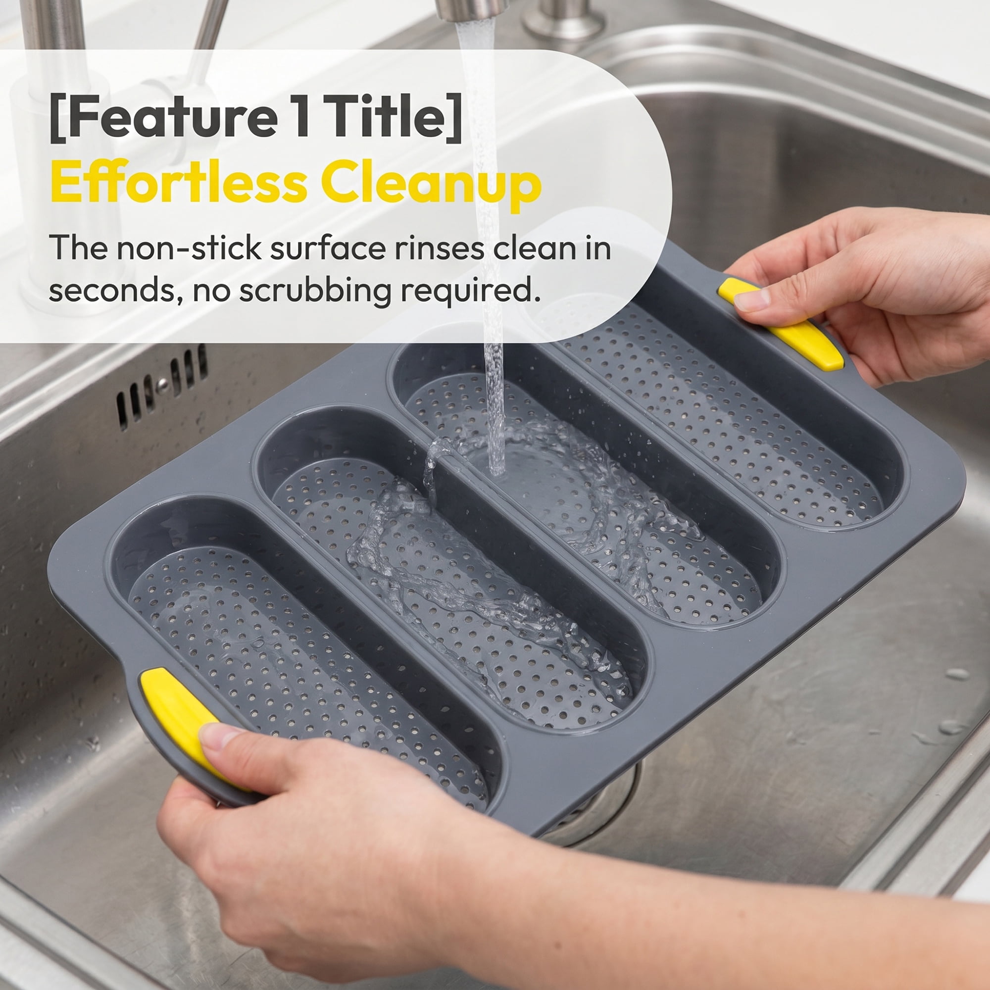 Unique Bargains Baking Pan 4-Loaf Speckled Nonstick Tray with Handles Gray 13.4"x9.4"x1"