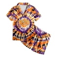 thumbnail image 5 of mgoYE Halloween Kids Pajamas Halloween Outfit for Boys Girls Pumpkin Silk Satin Sleepwear Little Girls Pjs Baby 2Pcs Halloween Pajama Set, 5 of 5