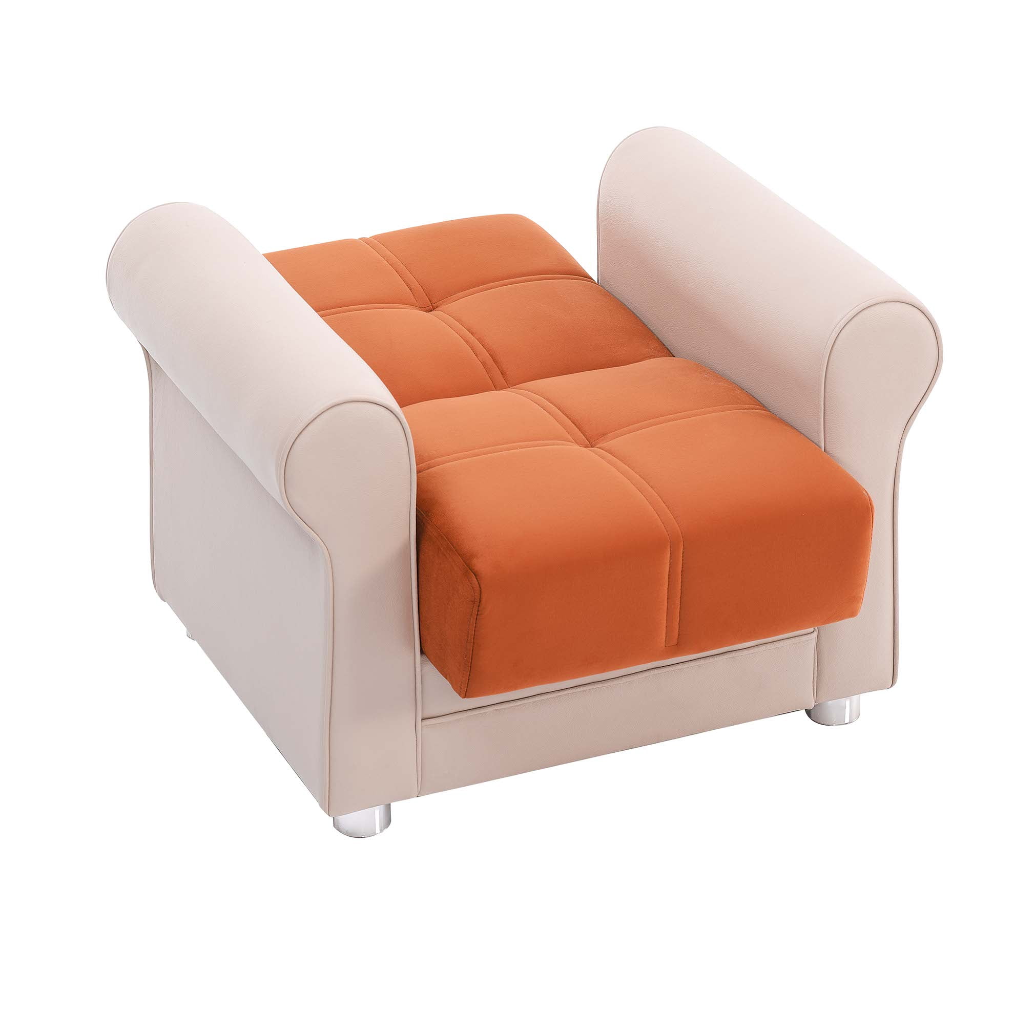 Ottomanson Convertible Accent Armchair with Hidden Storage, Firm Comfort Seating, Orange