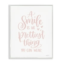 Stupell Industries Smile is Prettiest Thing Typography Painting White Framed Art Print Wall Art, 24 x 30