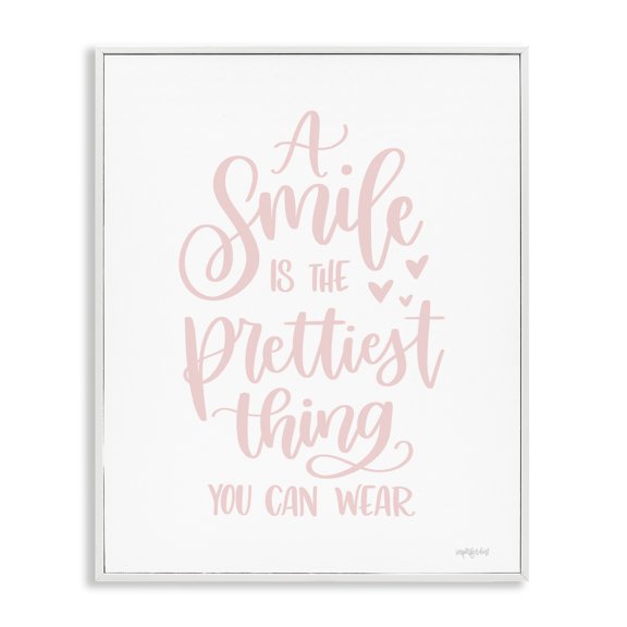 Stupell Industries Smile is Prettiest Thing Typography Painting White Framed Art Print Wall Art, 24 x 30