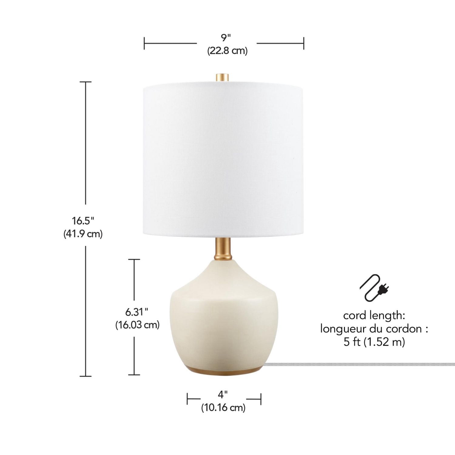 Novogratz x Globe 16" Cream Finish Concrete Textured Ceramic Table Lamp with White Linen Shade