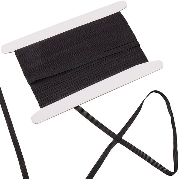 22 Yards Knit Elastic Band 1/3" Wide Flat Stretchy Strap Cord Roll Spool Transparent Knitted Sewing Webbing for Clothes Dress Underwear Garment Gift Wrapping Waistband Black Black