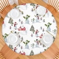 thumbnail image 2 of White Christmas Snowman Pattern Round Fitted Tablecloth with Elastic Edge,Dining Table Cover Waterproof,Outdoor Round Tablecloth for Camping,Dining,Indoor and Outdoor, 2 of 7