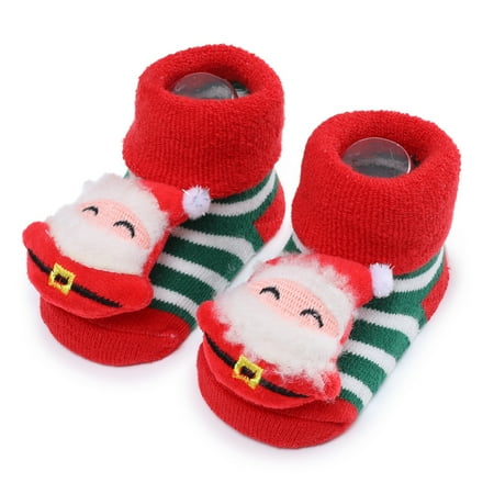 

Esho Christmas 3D Cartoon Anti-Slip Baby Booties Socks Infants Newborn Winter Warm Floor Slippers Socks Size 0-12 Months