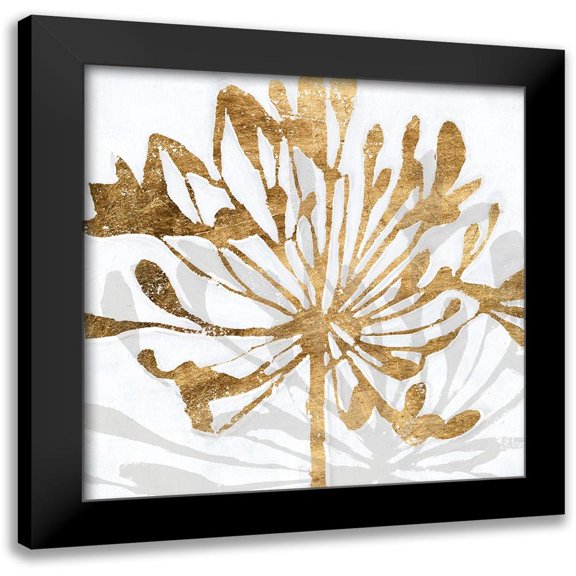 Warren, Annie 12x12 Black Modern Framed Museum Art Print Titled - Golden Gilt Bloom II