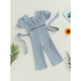 thumbnail image 3 of GXFC Toddler Baby Girls Summer One Piece Jumpsuits 6M 1T 2T 3T 4T Kids Girls Short Sleeve Ribbed Romper Pants Children Summer Bodysuit Clothes with Belted 6M-4T, 3 of 8