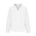 thumbnail image 4 of Womens Loose Fit Dressy Tops Lantern Long Sleeve Work Office Blouses V Neck Lightweight Business Casual Outfit (XX-Large, White), 4 of 5