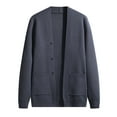 thumbnail image 2 of 2DXuixsh Lightweight Wool Cardigan Sweater Mens Autumn Leisure Solid Fasten Pocket Thin Jacket Blouse Coat Cardigan Top Mens Open Front Cardigan Sweaters Navy Xl, 2 of 9